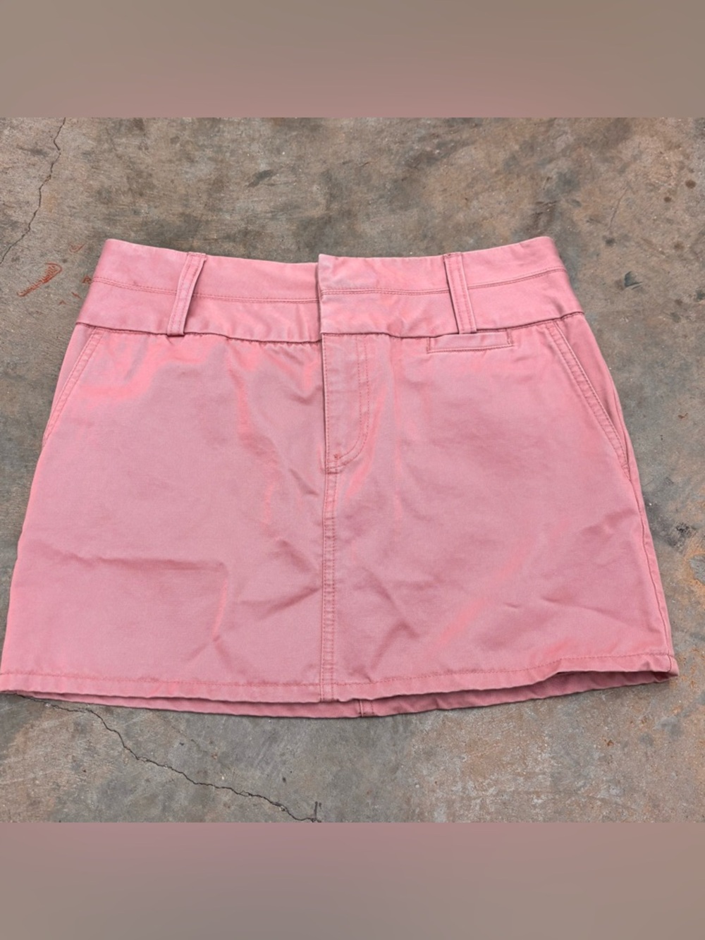 VTG Old Navy Pink Twill Mini Skirt Y2K Low Rise Chino Micro Skirt Coquette Sz 2